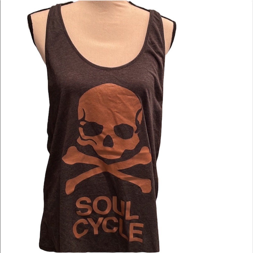 SoulCycle gray tank with skull size m